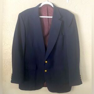 Trophy Club Navy Blue Two Button Single Breasted Men's Sports Coat Size 46R